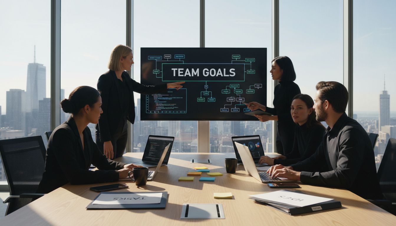 Diverse team collaborates with digital tools