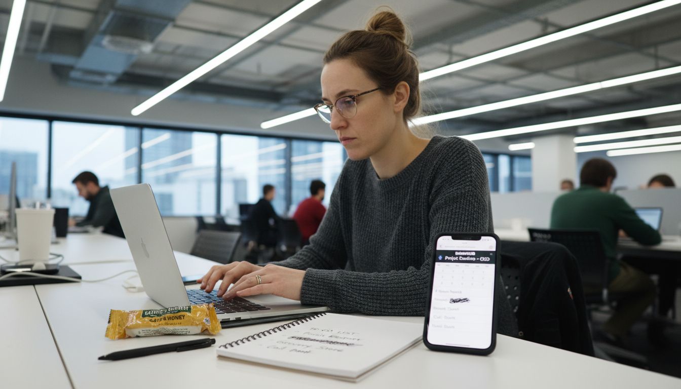 Person typing tasks in digital organizer tool