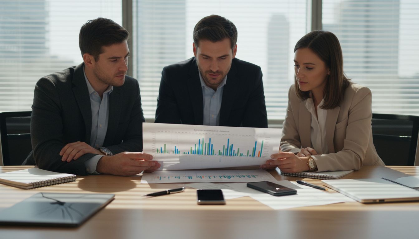 Team discussing Gantt chart project plan