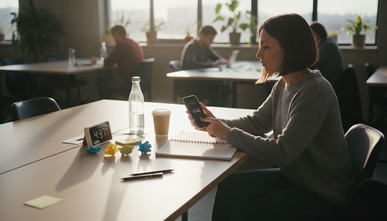Woman time blocking for focused work