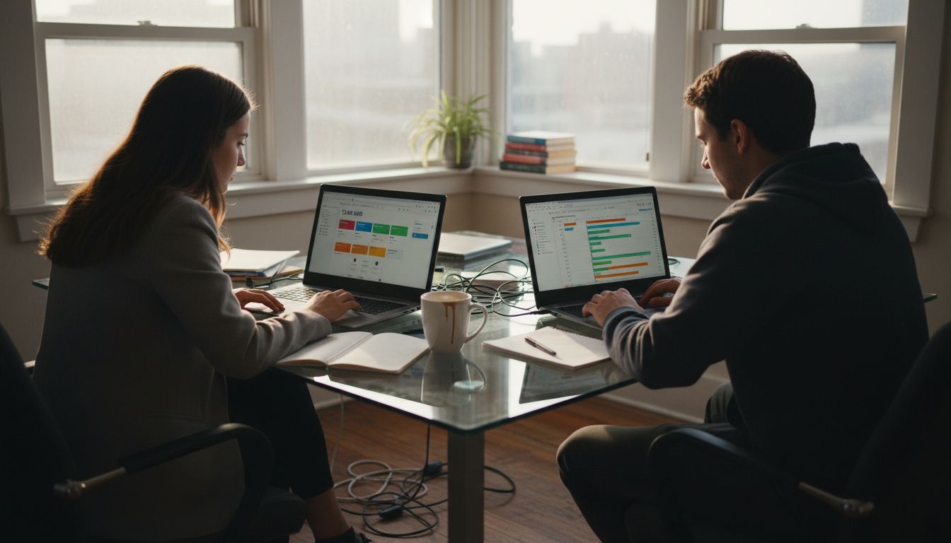 Student and professional using project dashboards together