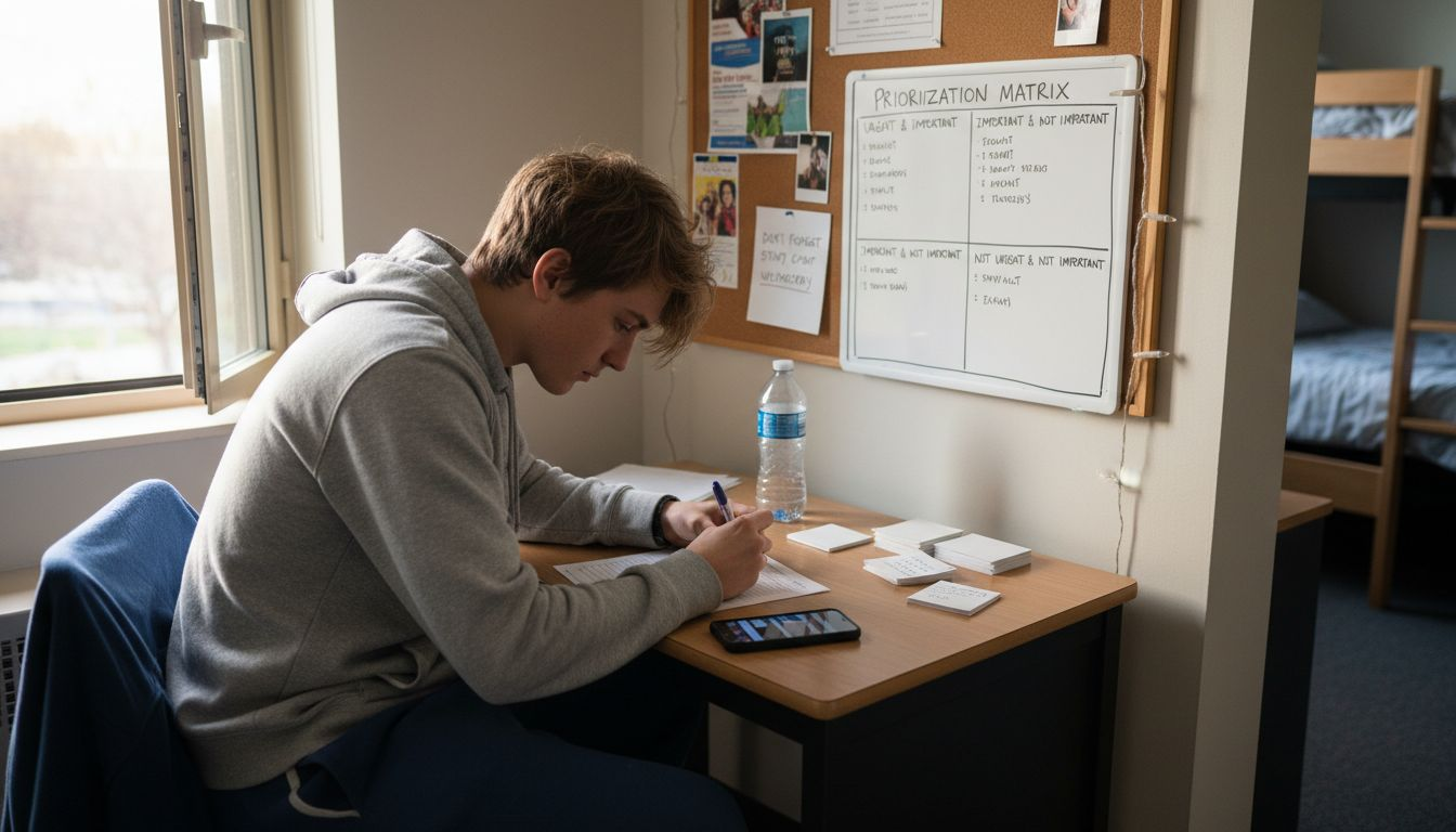 Student updating task prioritization matrix