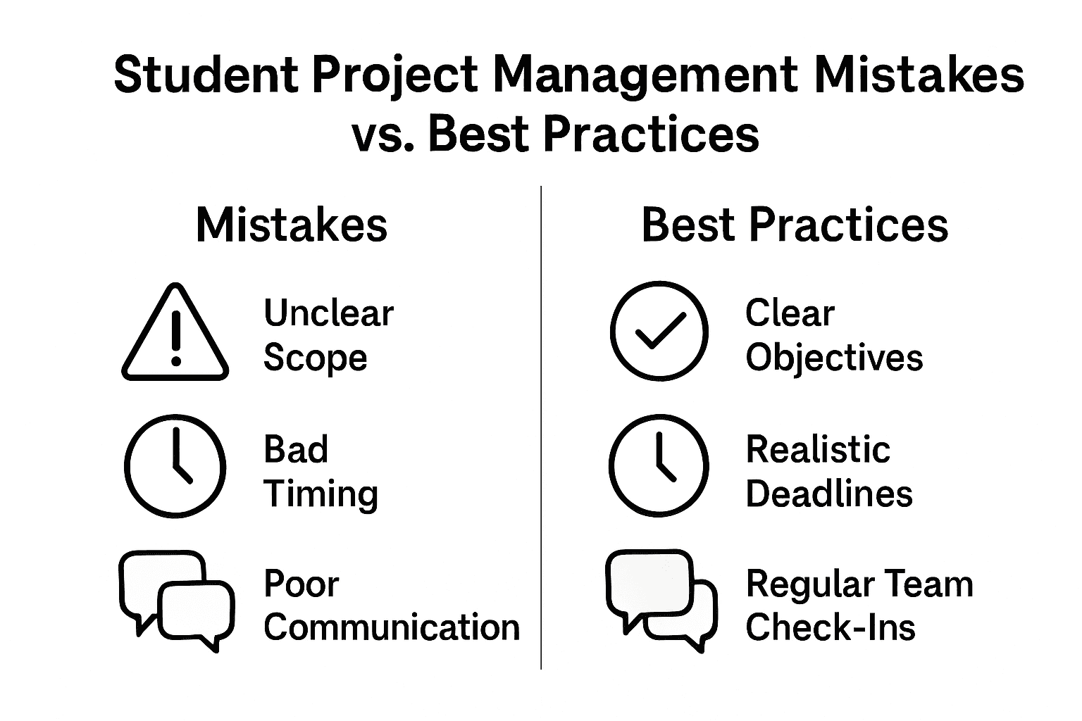 Infographic comparing student plan mistakes vs solutions
