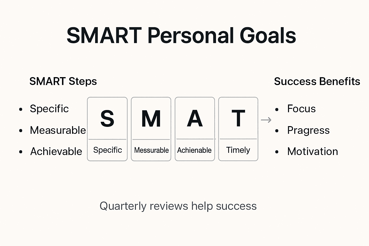 Infographic explaining SMART personal goals steps