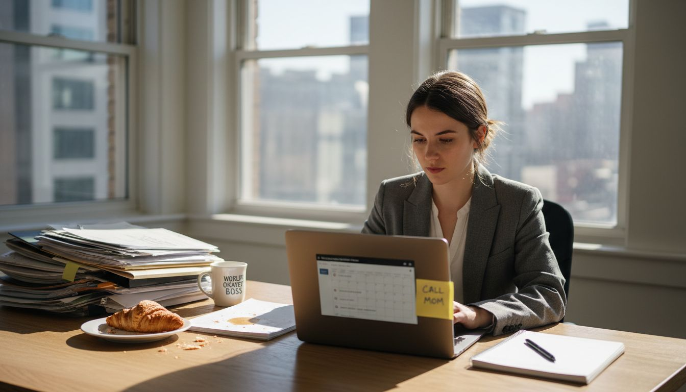 Professional using digital calendar in office