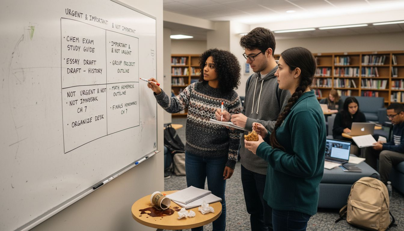 Students collaborate on team priority matrix