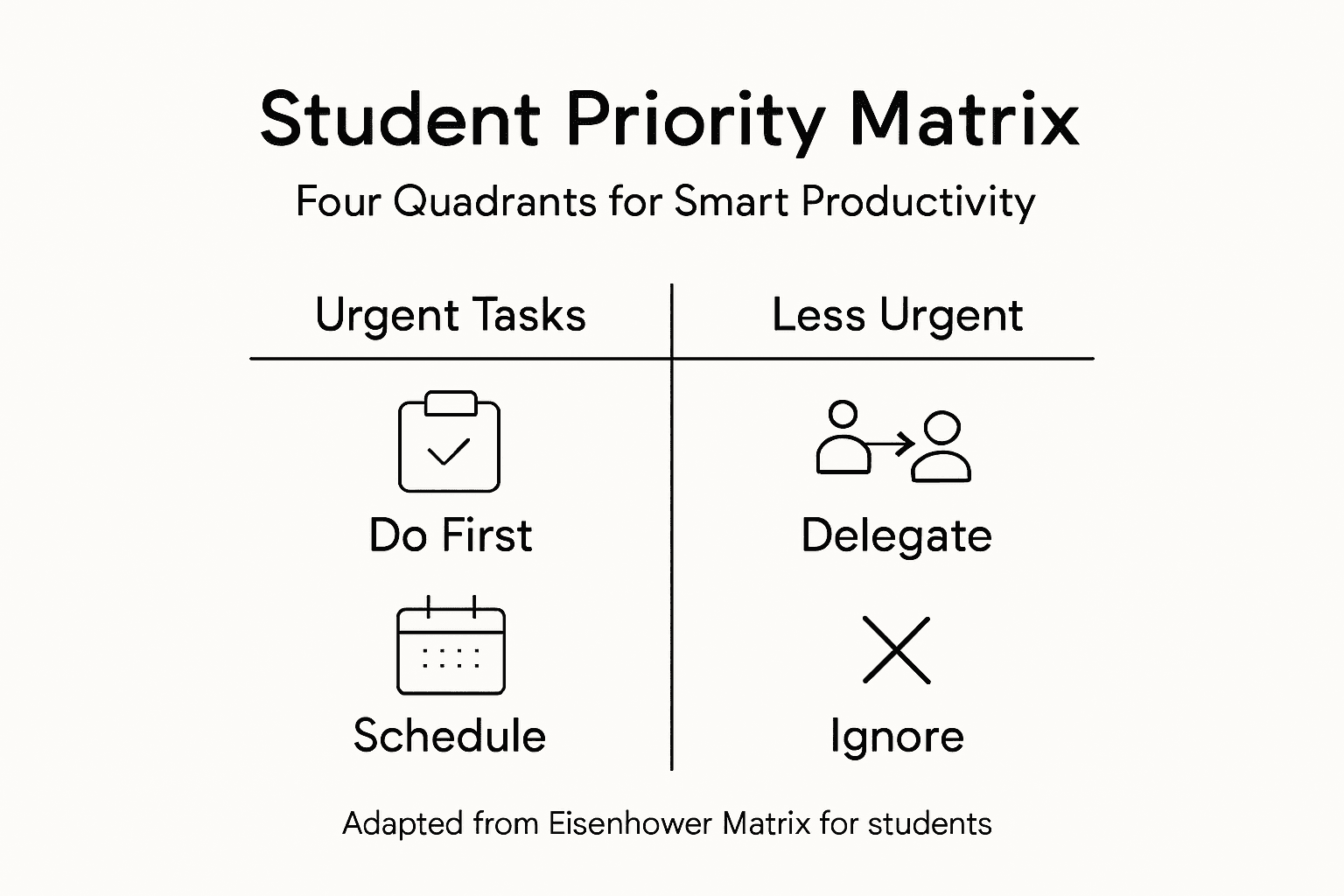 Infographic student priority matrix quadrants