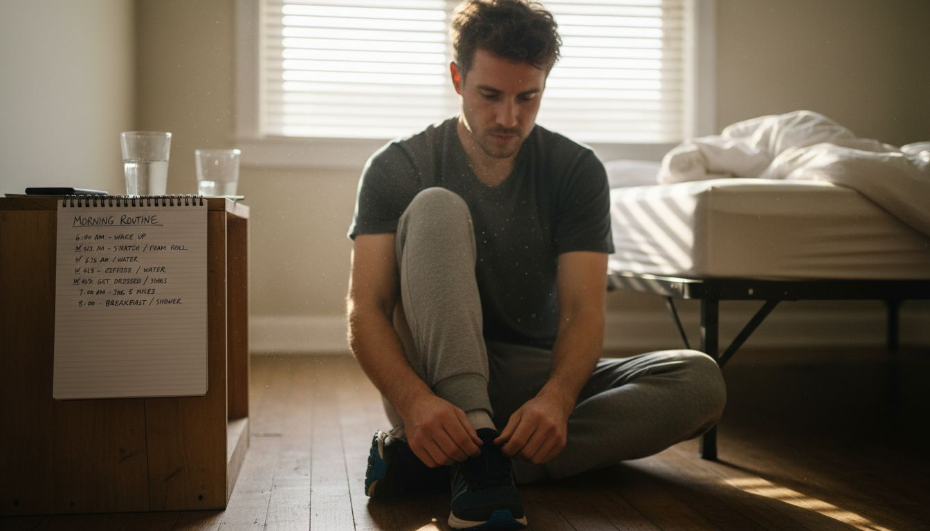 Person preparing for morning routine at home