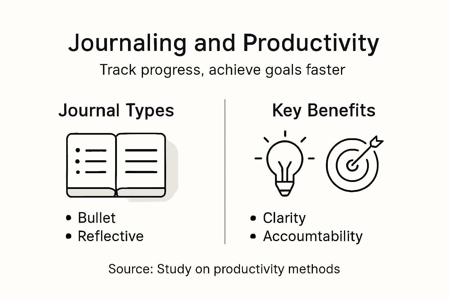 Infographic on journaling types and productivity benefits