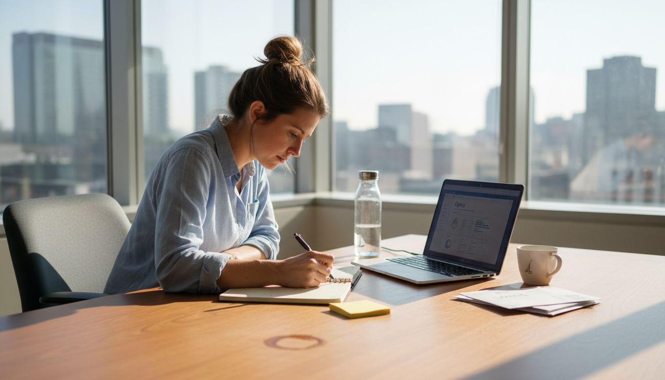 Woman planning weekly goals at desk