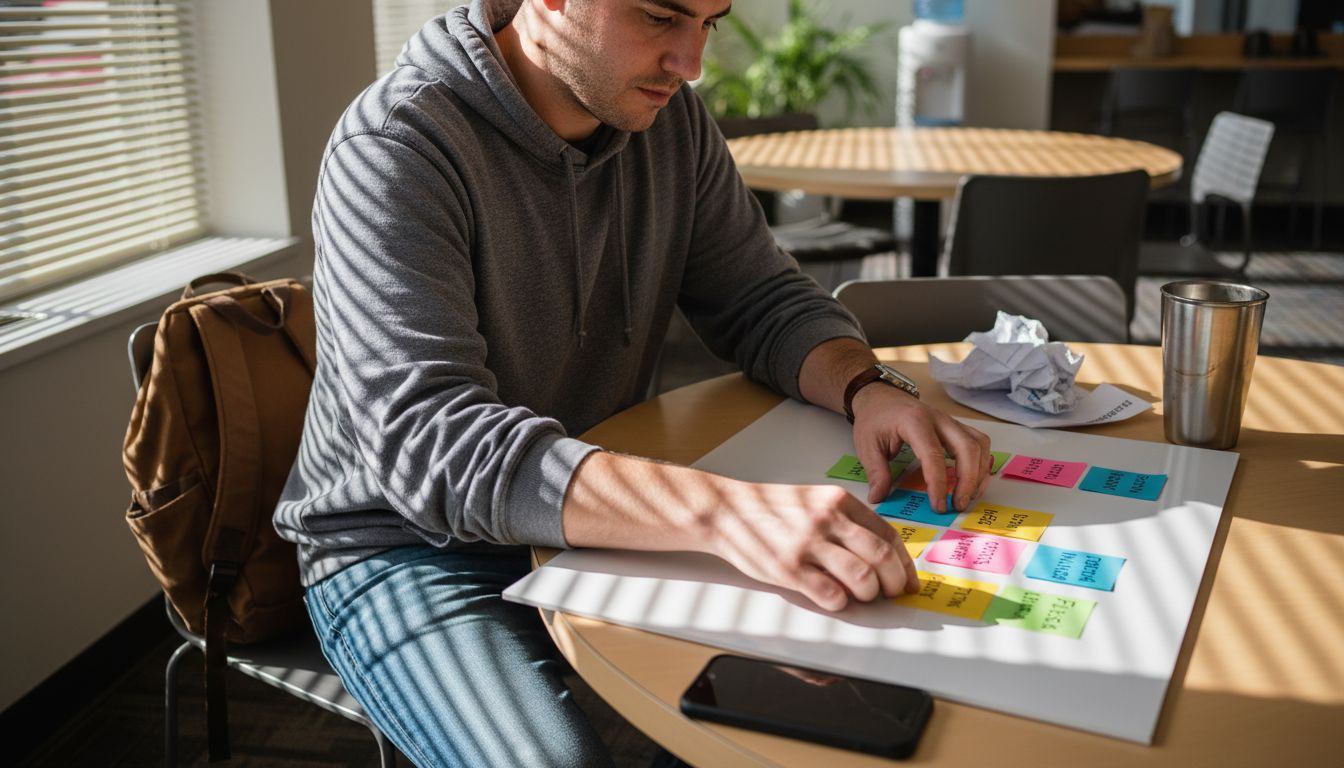 Man breaking big goals into steps