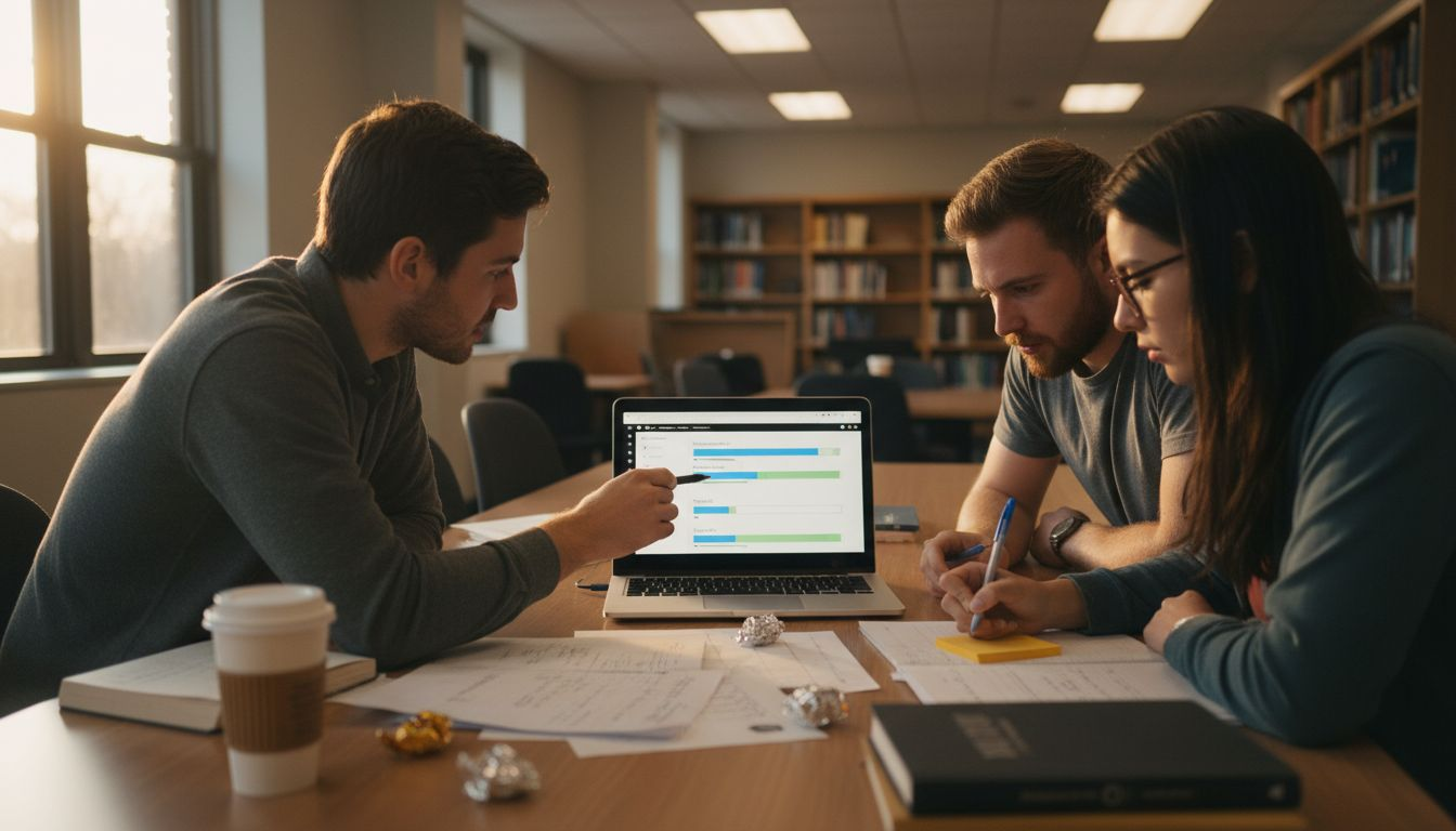 Students collaborating over tracking dashboard