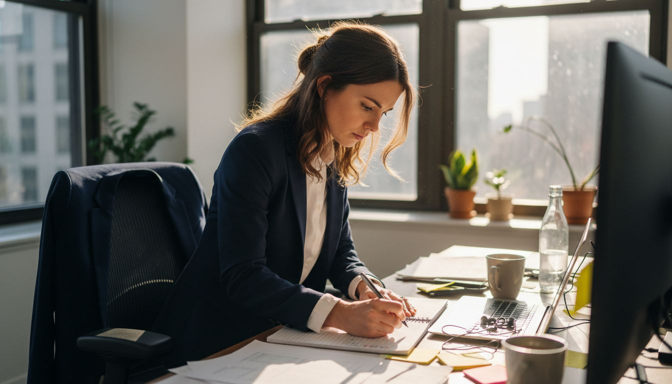 Worker using day planner for task batching