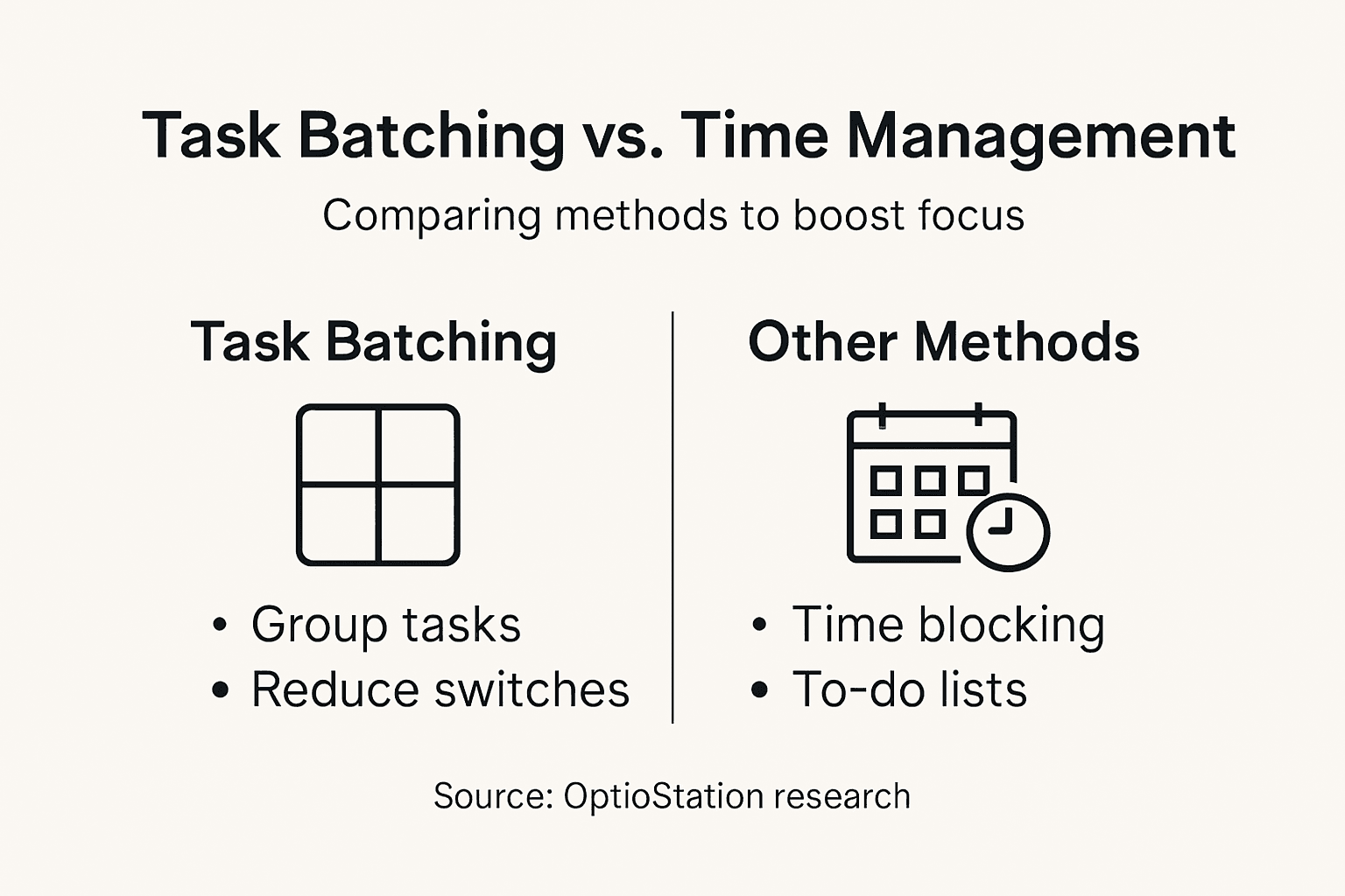 Infographic comparing batching and time management