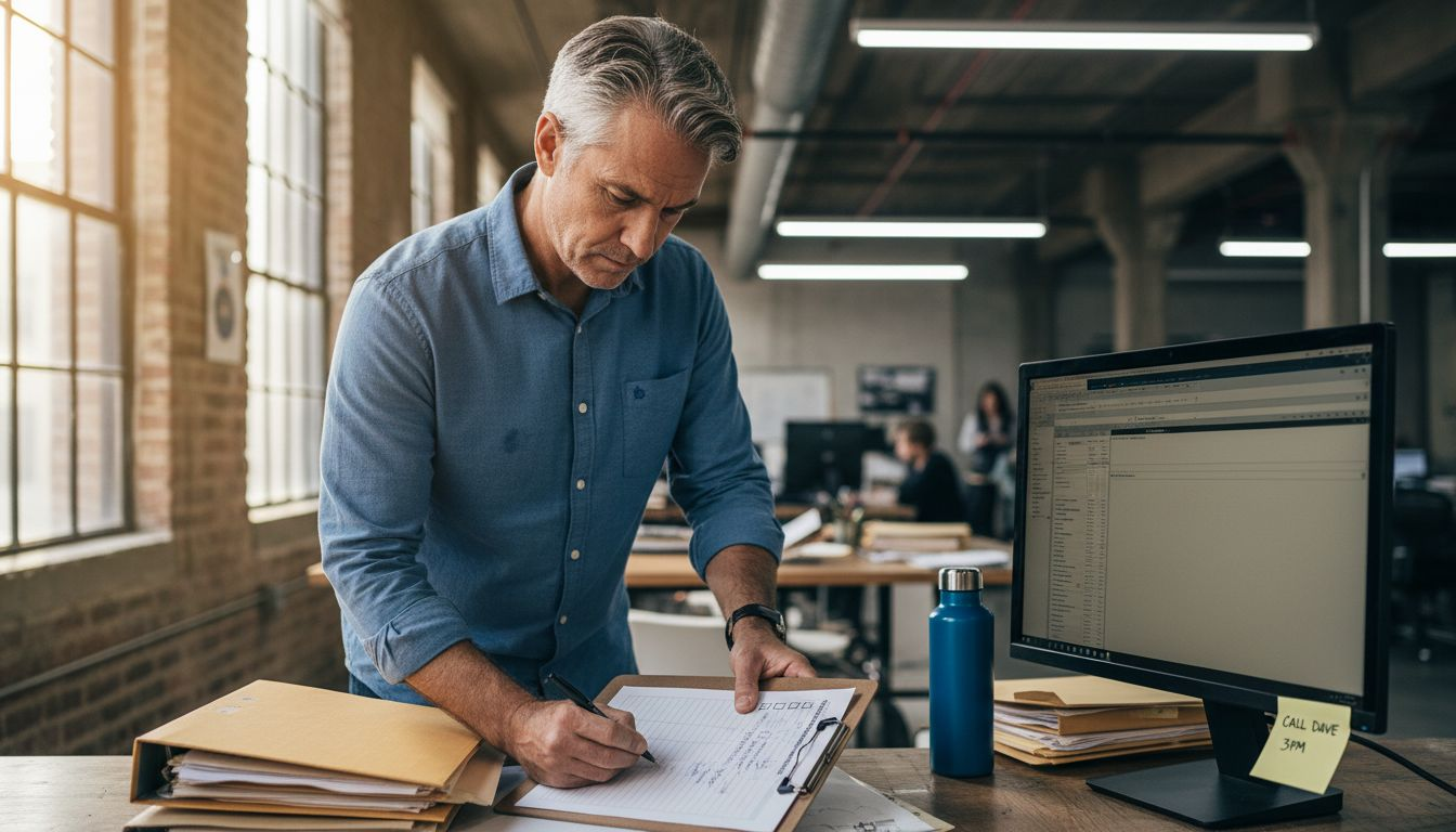 Person marking completed tasks on checklist