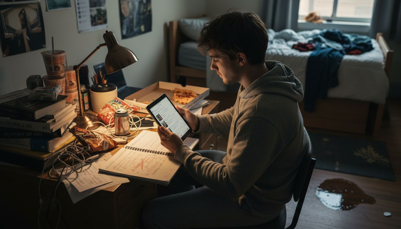 Student distracted by screen time in dorm