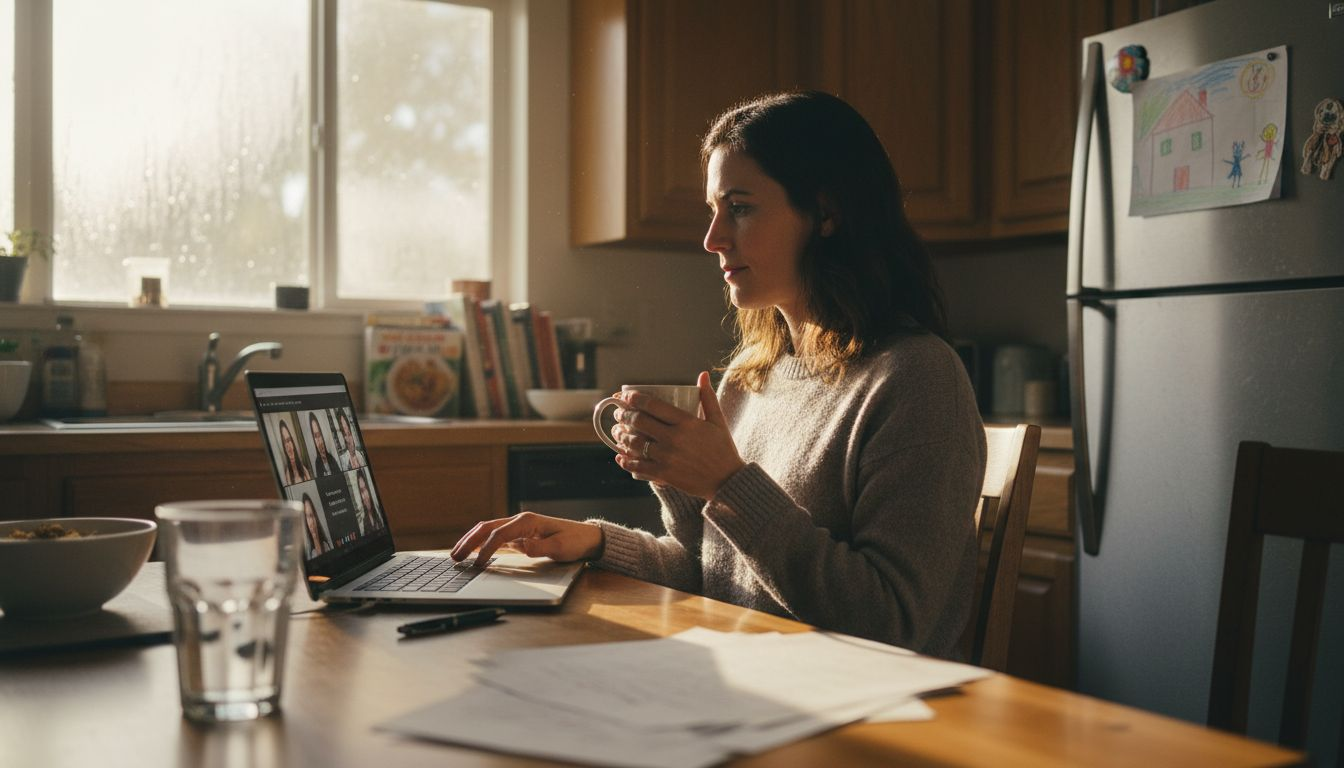 Remote worker engaging in virtual team call