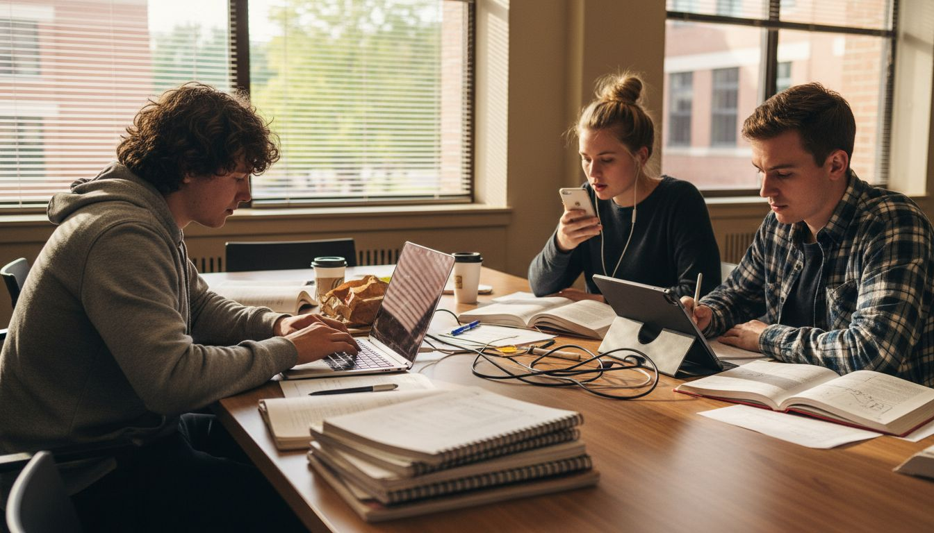 Students using multimedia note-taking apps together