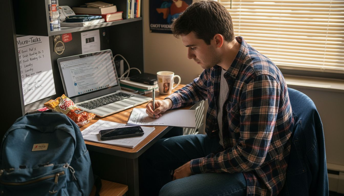 Student using checklist for micro-tasks