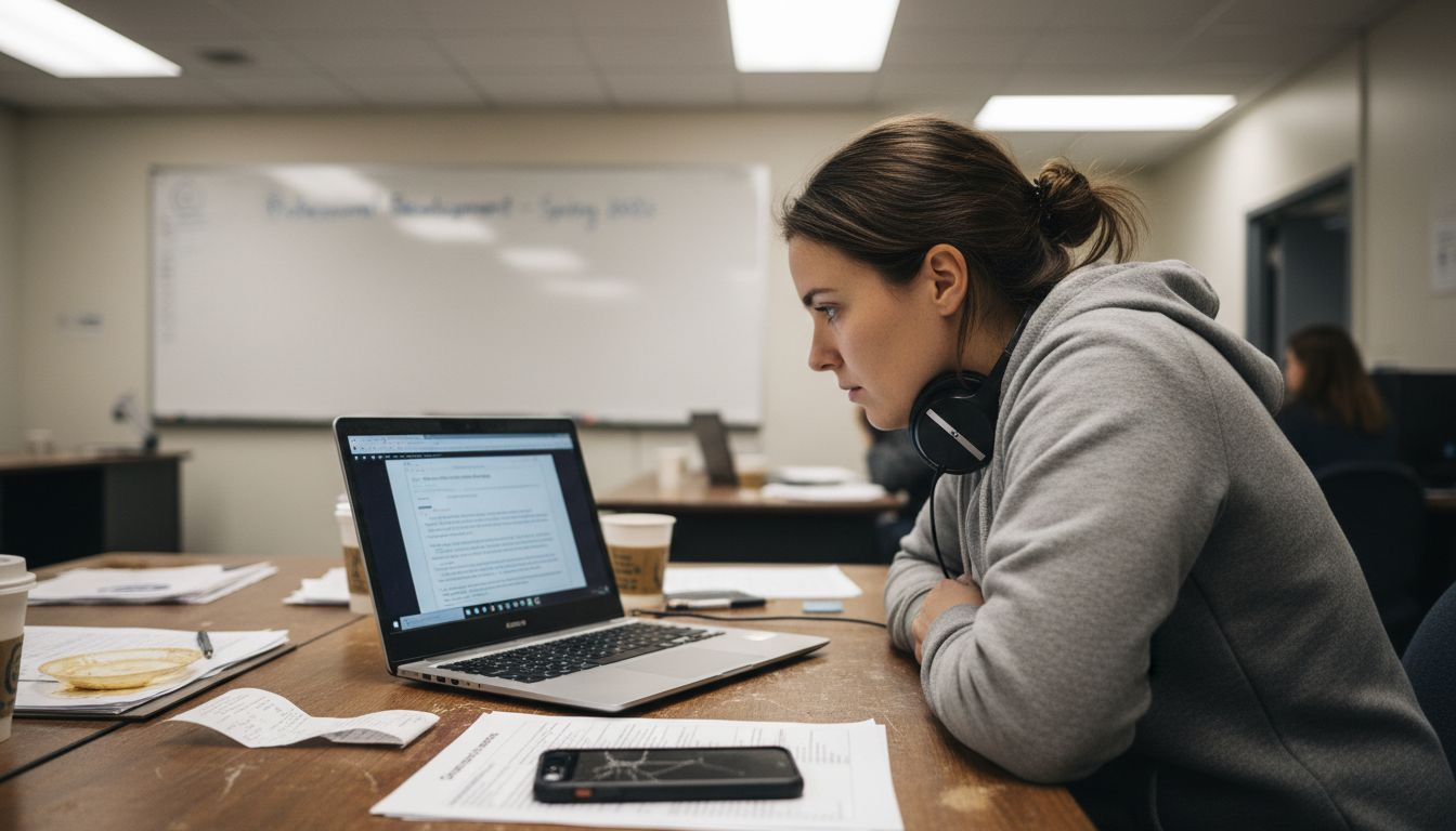 Employee studying new skills at training desk