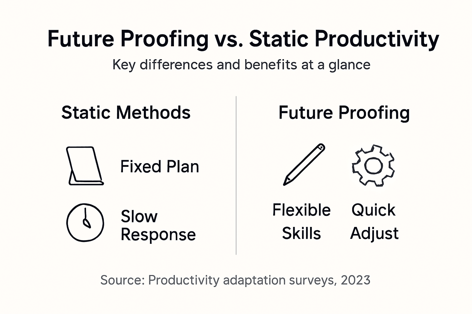 Infographic contrasting future proofing and static methods