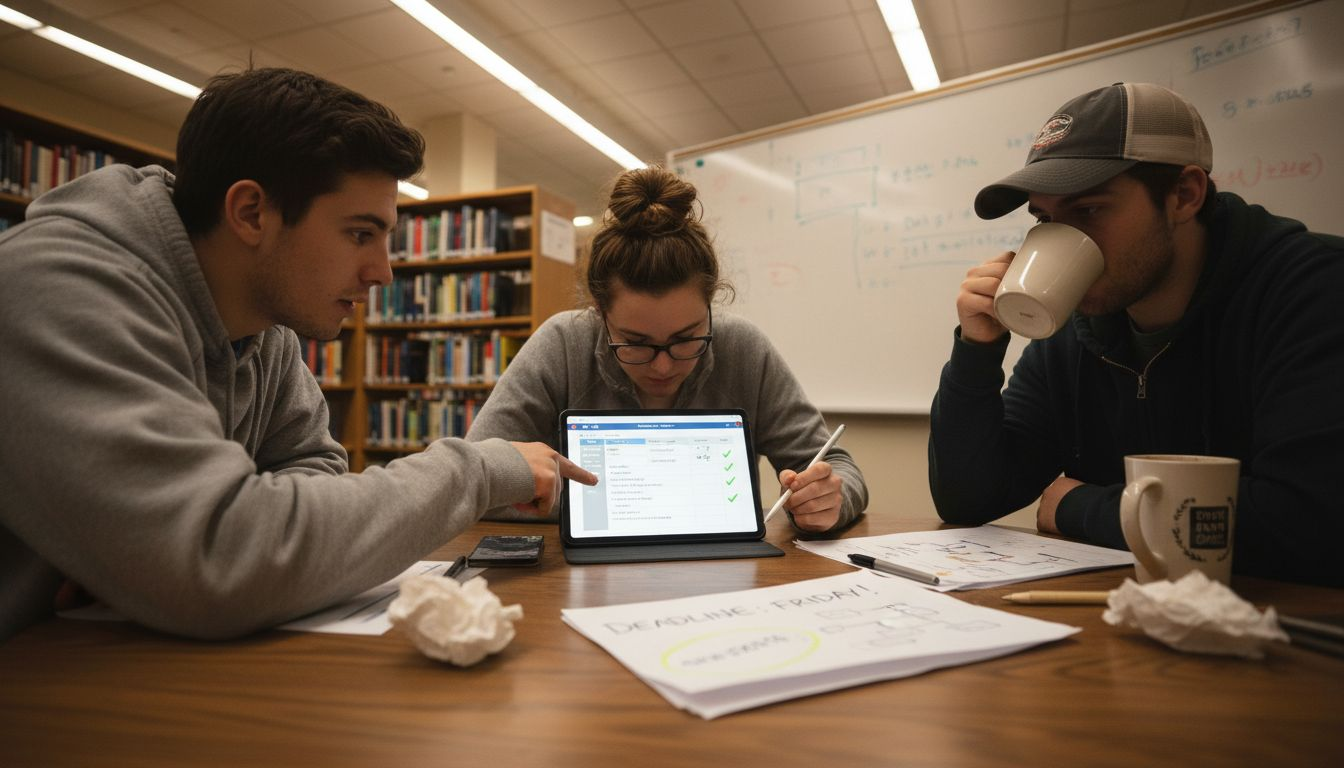 Students collaborate with digital task board