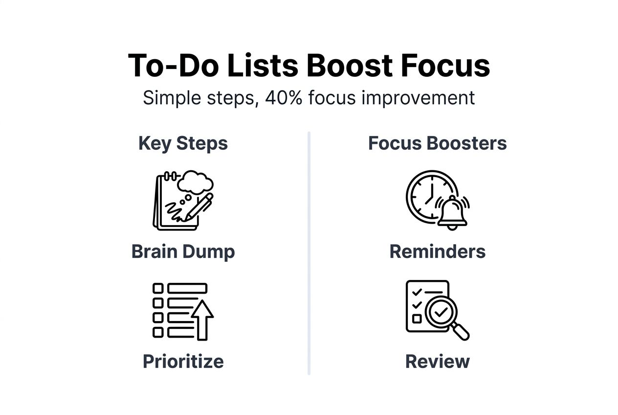 Infographic with to-do list focus improvement tips