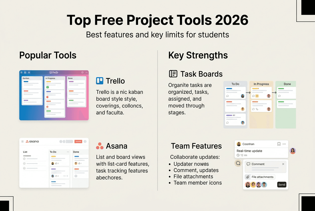 Infographic listing top free project management tools
