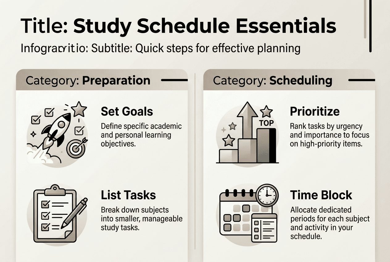 Infographic with steps to a study schedule