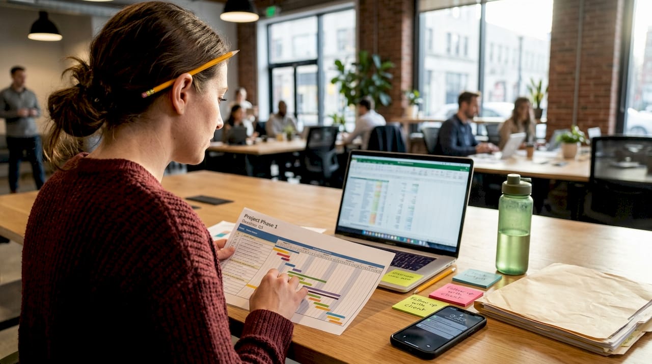 Reviewing Excel Gantt chart schedule template