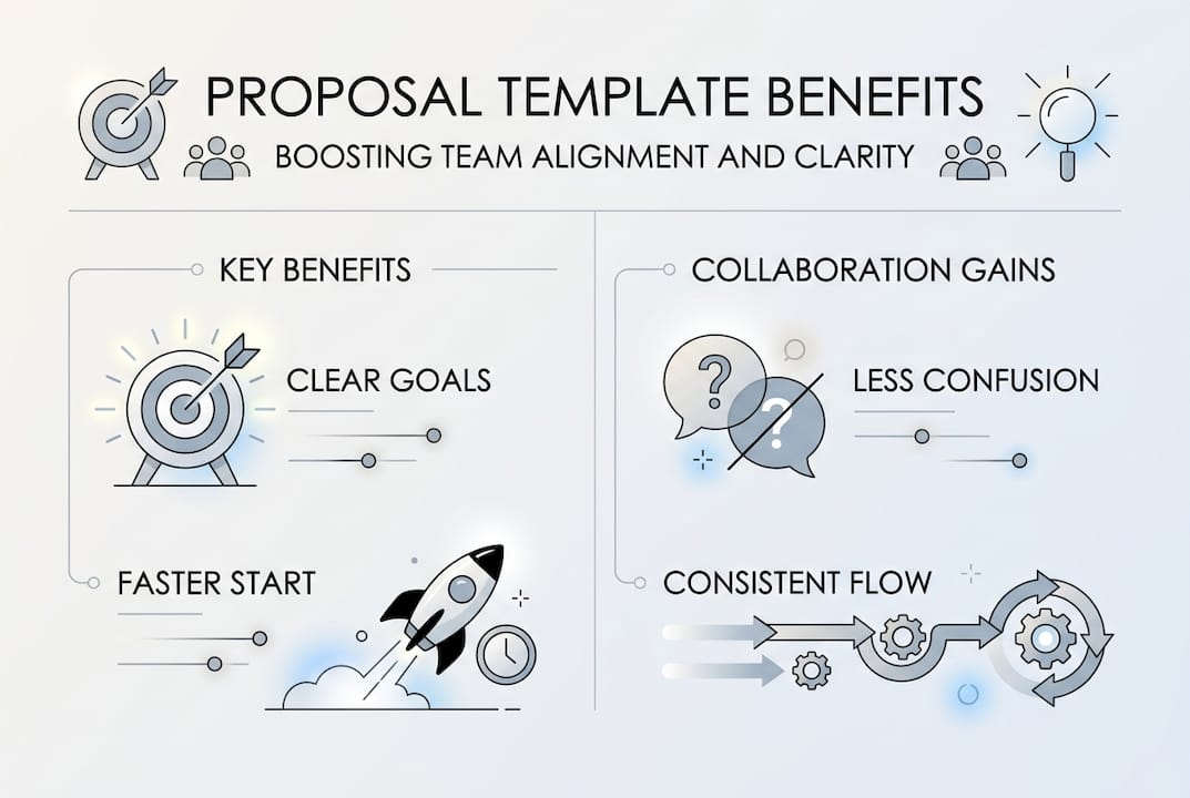 Infographic showing proposal template benefits and collaboration gains