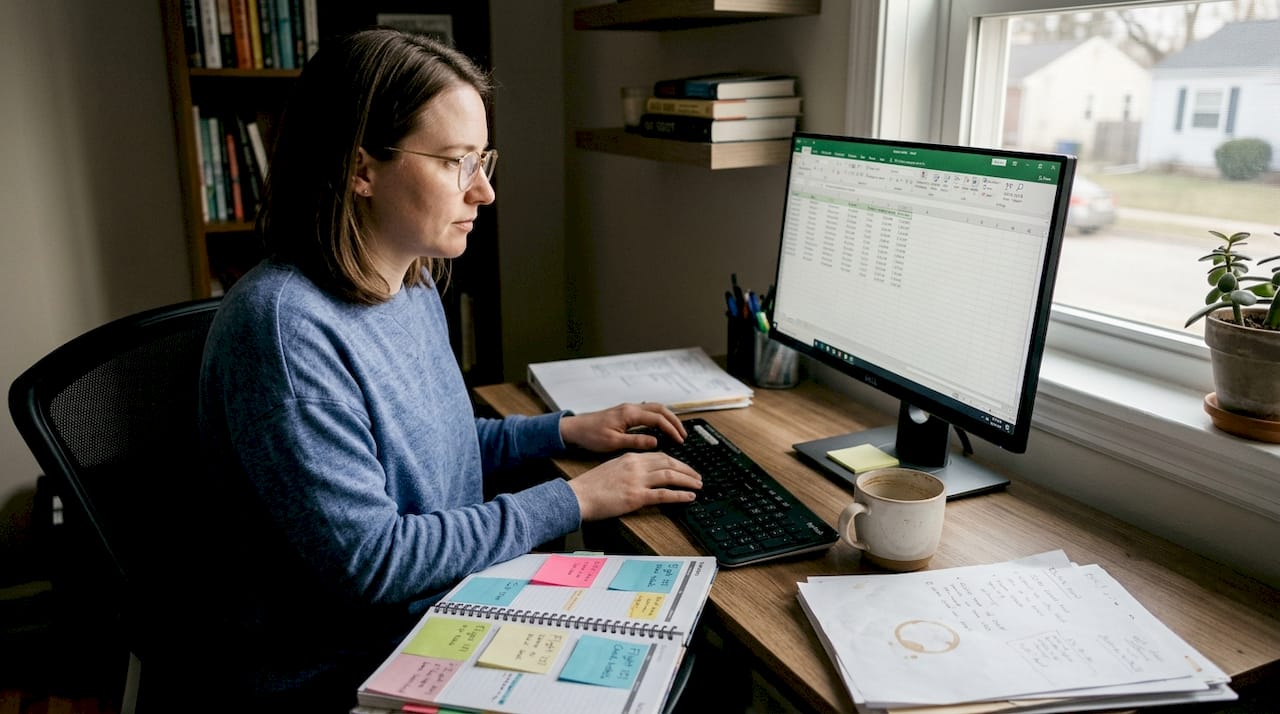 Woman planning agenda in home office