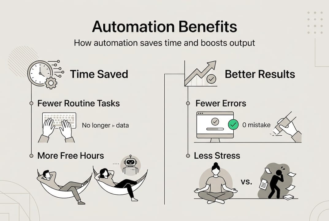 Infographic showing key automation benefits and results
