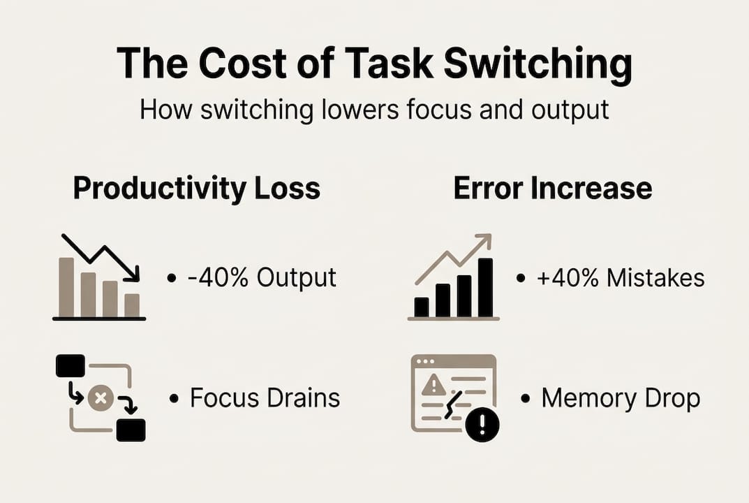 Infographic visualizing task switching effects