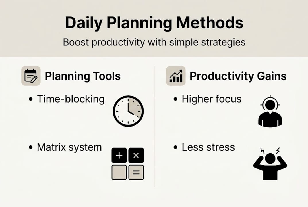 Infographic showing daily planning methods
