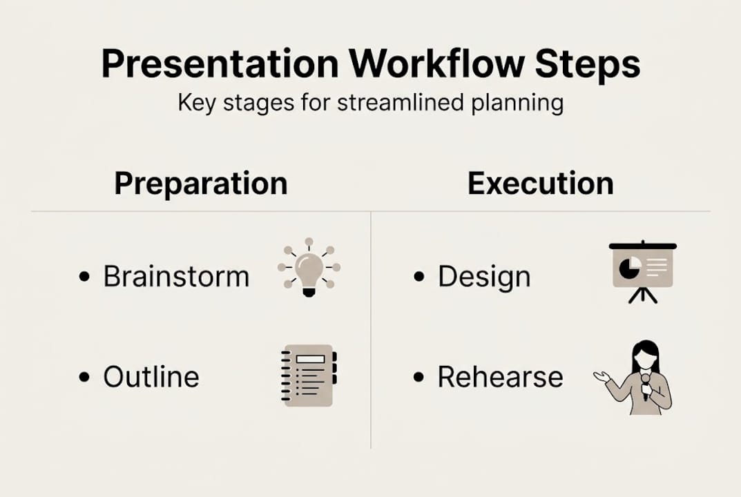 Infographic showing presentation workflow steps