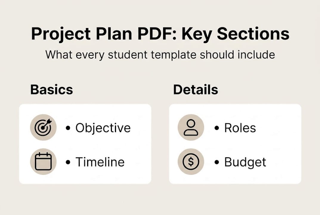 Infographic showing project plan PDF key sections