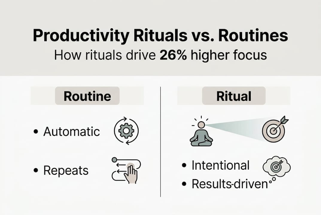 Infographic comparing productivity rituals and routines