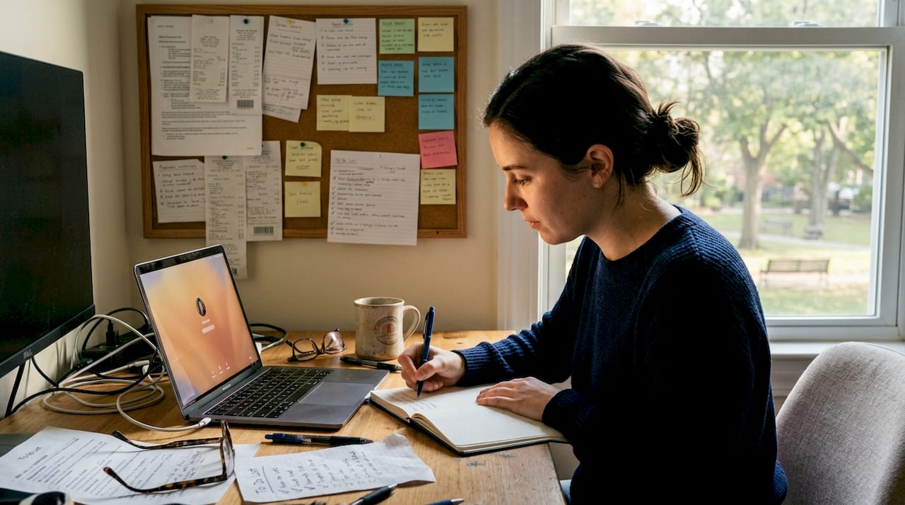 Young professional starting morning productivity ritual