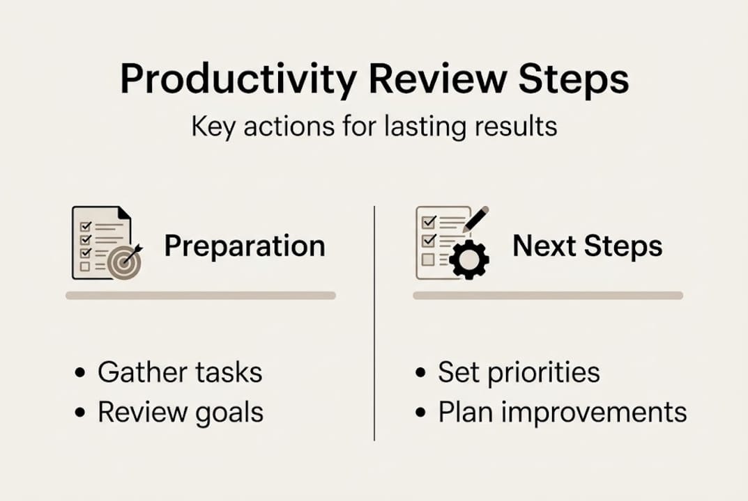 Infographic of productivity review step highlights
