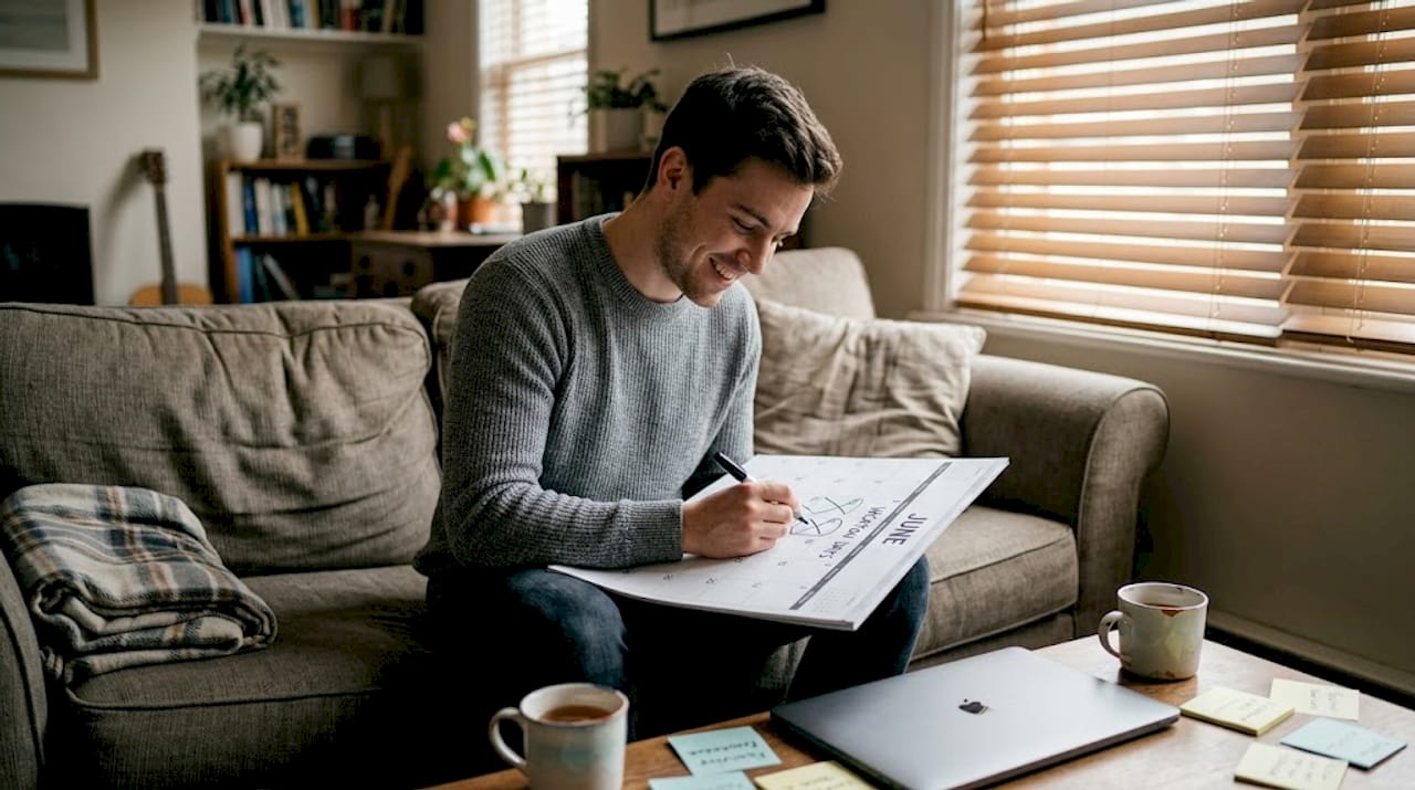Person marking vacation days for mental clarity