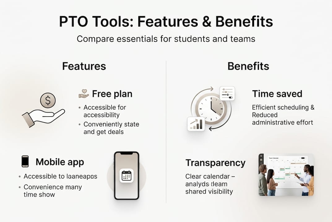 Infographic comparing PTO tool features and benefits