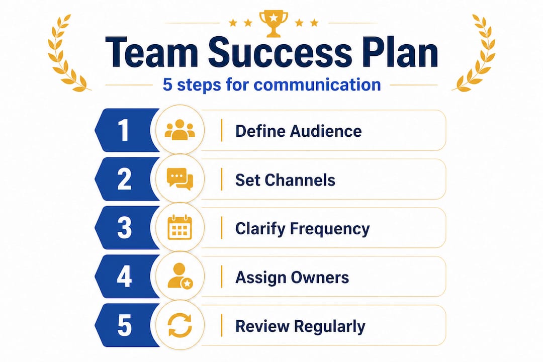 Infographic listing communication plan steps