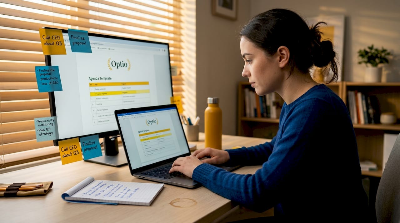 Person preparing efficient workflow at desk