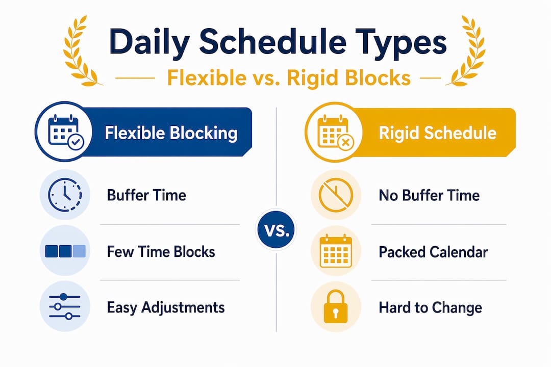 Infographic comparing flexible and rigid daily scheduling