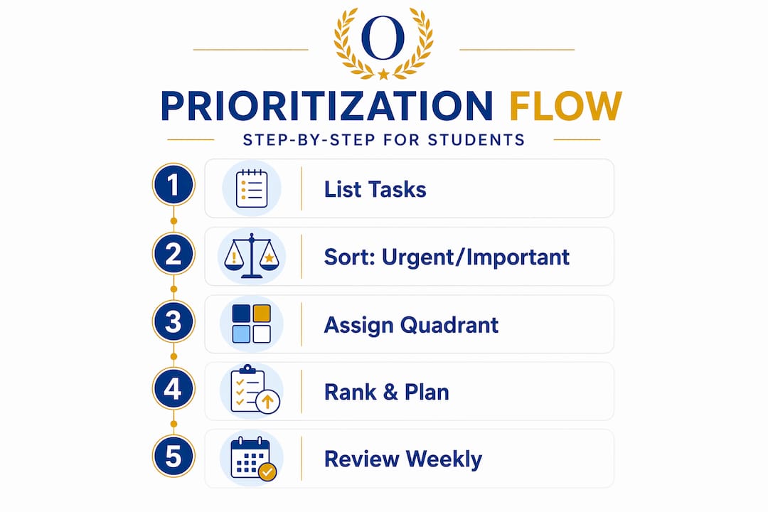 Infographic showing college prioritization steps