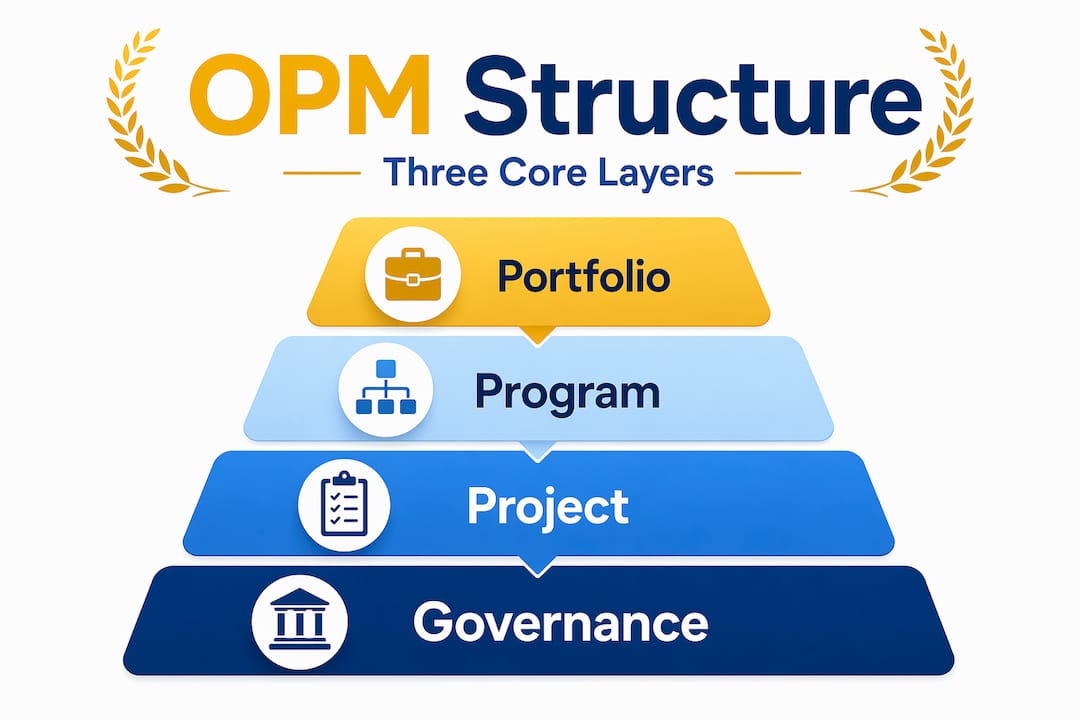Hierarchy infographic showing OPM structure layers
