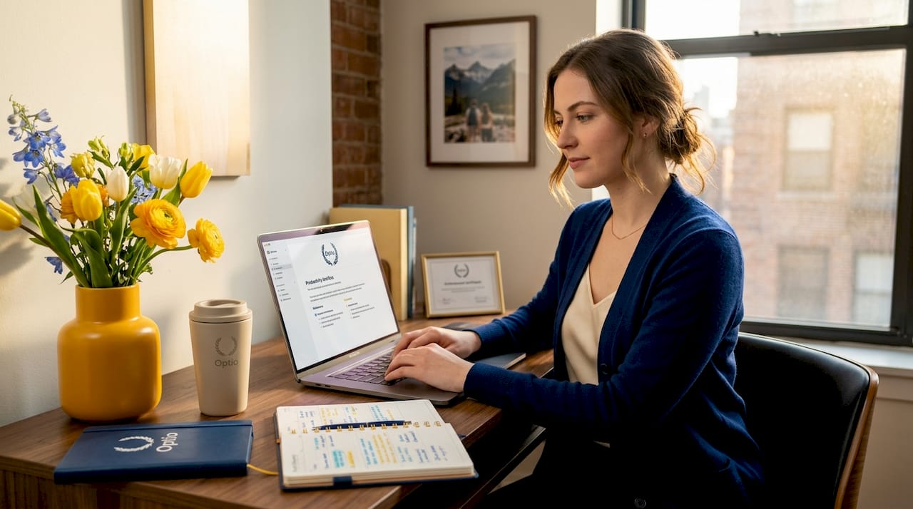 Young professional working at home office desk