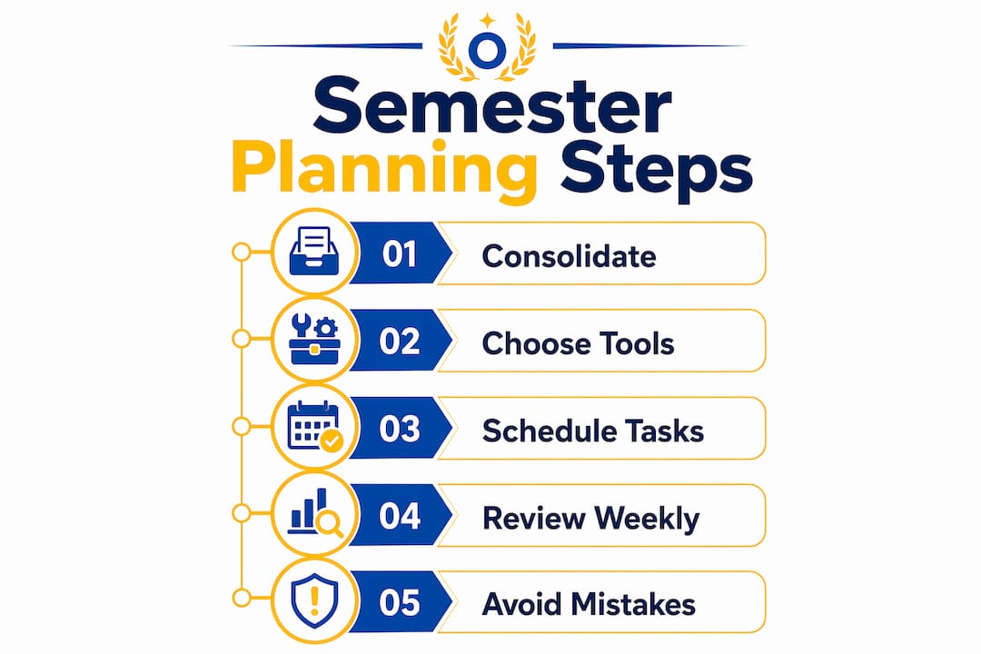 Infographic showing semester planning steps overview