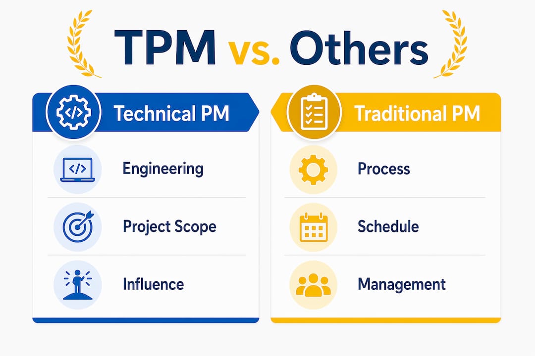 Infographic comparing technical project managers and traditional project managers